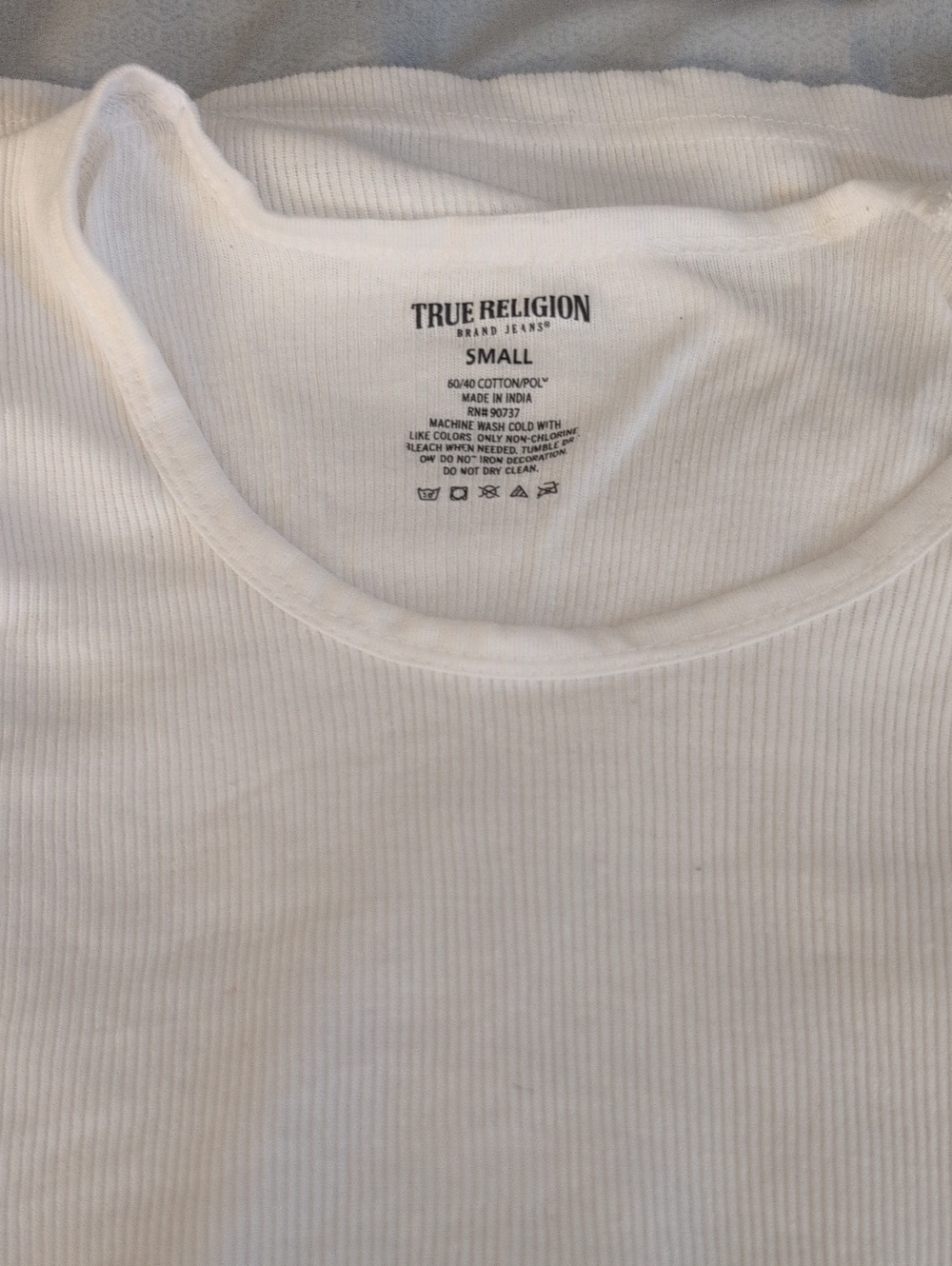 True Religion White Ribbed Scoop Neck Tank Top